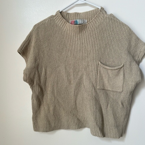 Free People Freya Sweater Oatmeal Bone Tan Boxy Relaxed Top size L Large - Picture 2 of 4